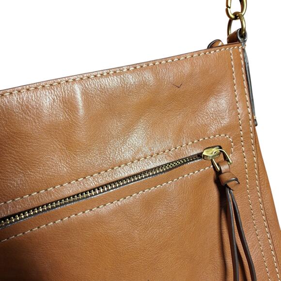 Fossil vintage camel tan brown leather crossbody bag small Minimalist - Picture 3 of 7